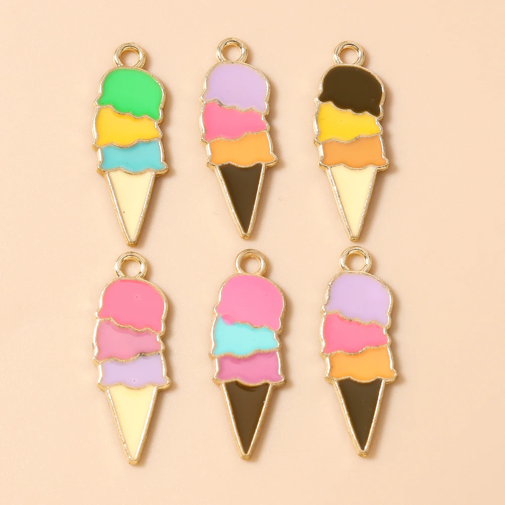 Leslie 10 Stück Niedliche Lollipop-Eiscreme-Anhänger für DIY-Schmuckherstellung Zubehör Lebensmittel- und Getränkeanhänger Halsketten- und Ohrringherstellung – Detail 25