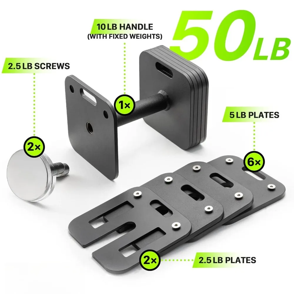 Adjustable Square Dumbbell Set 10 to 80 Pounds