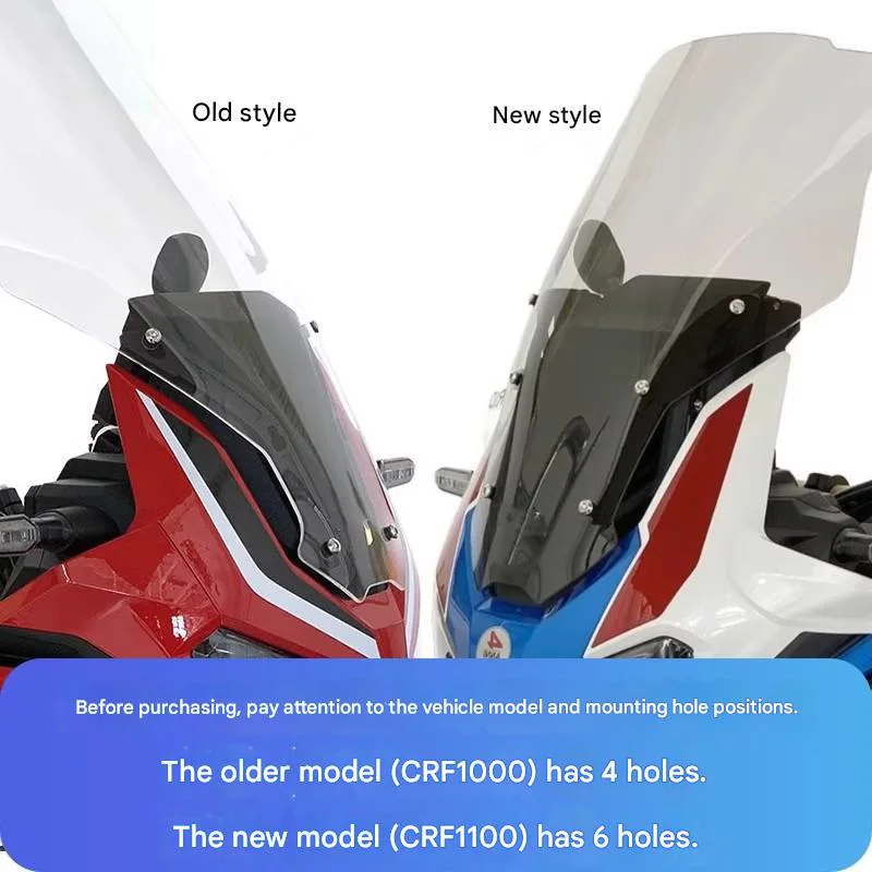 FOR CRF1000/1100 Modified Taller Front Windshield High-Impact-Resistant PC Material Sand & Gravel Resistant for Off-Road Bikes