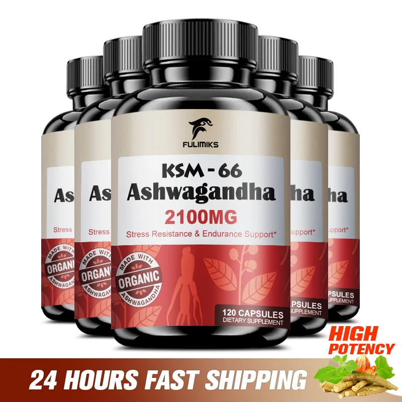 

2100mg Ashwagandha KSM-66 Herbal Supplement for Better Overall Well-Being - Mood Stress, Brain and Memory