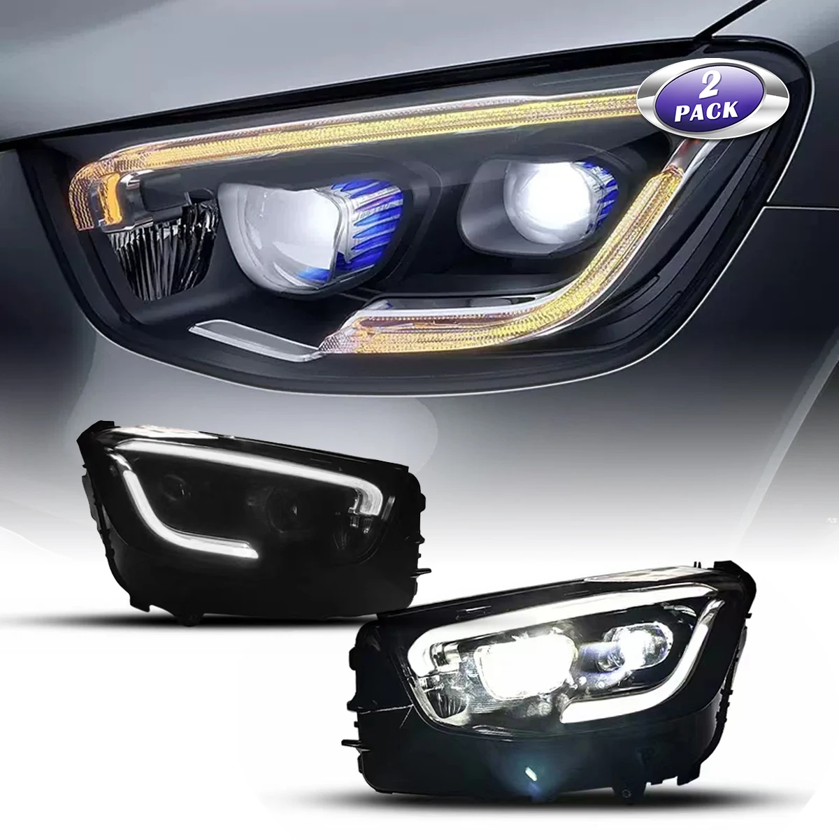 

LED Projector Head Lamp For Mercedes Benz 2016-2022 W253 GLC300 GLC350 Upgrade High Configuration Headlights Car Accessories