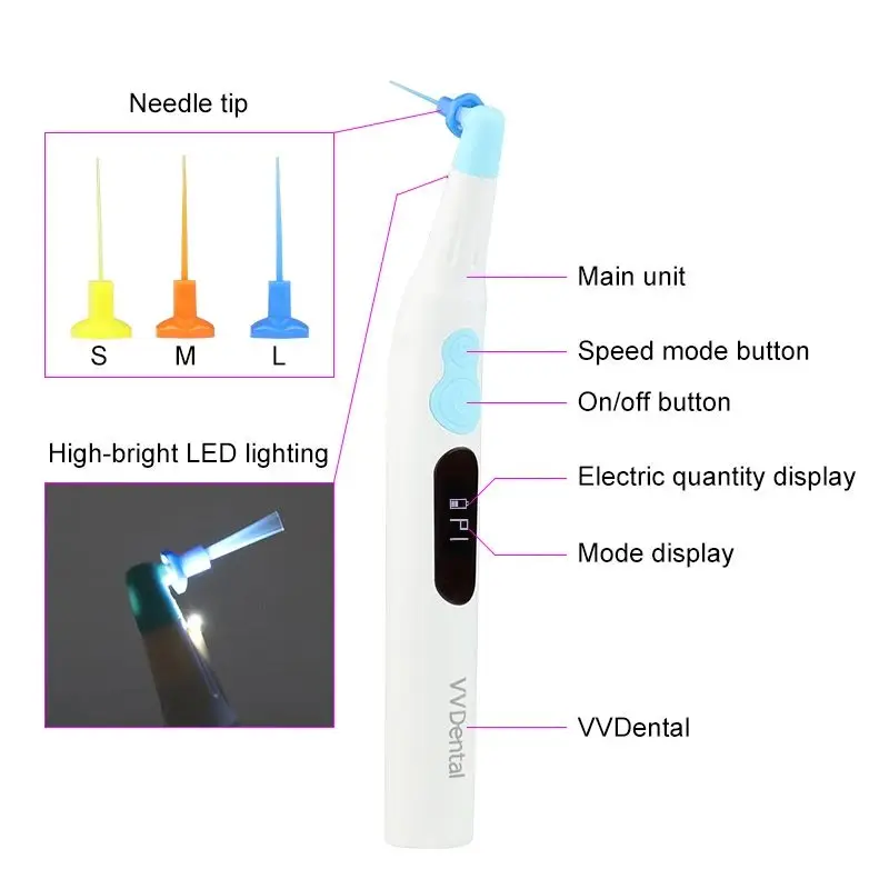 

Dentistry Root Canal Sonic Irrigator Activator with 30 PCS Endo Tips And LED Light Endodontic Cleaning Tools