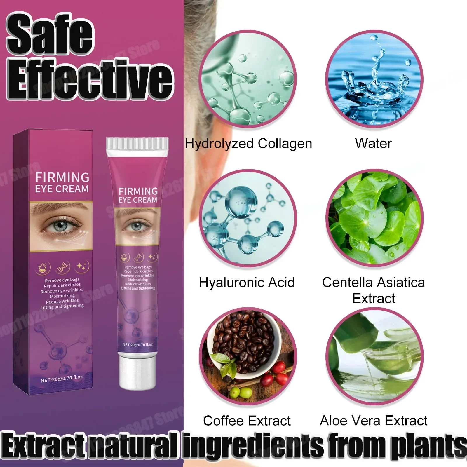 Firming Eye Cream Lighten Eye Bags Anti Wrinkle Remove Dark Circles Diminish Fine Lines Dark Circles Moisturizes Eye Care