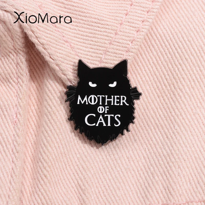 Mother Of Cats Enamel Pin Punk Gothic Black Cat Eerie Animal Brooch Lapel Backpack Badge Fashion Jewelry Gifts Accessories