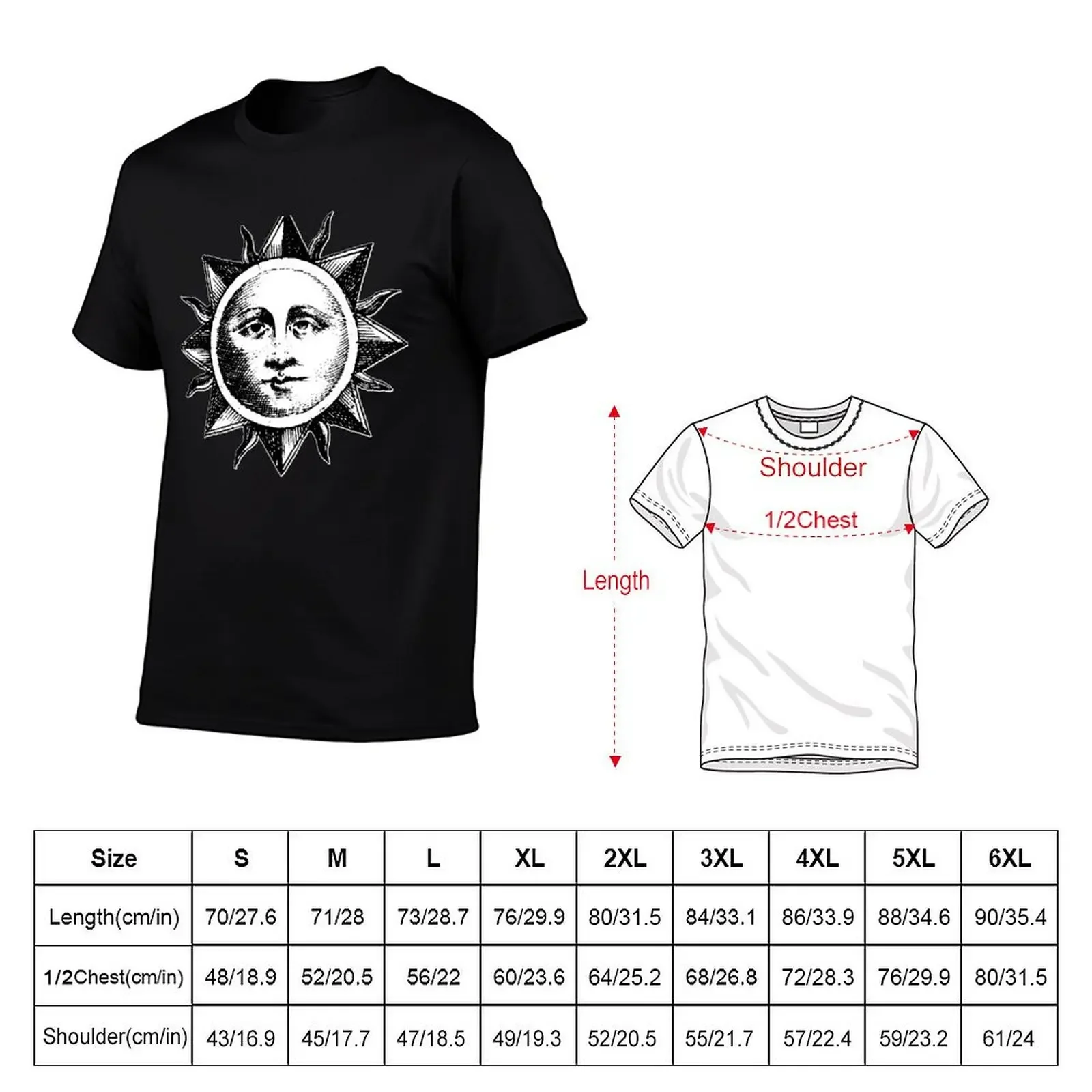 Medieval engraved sun on french explorer map Samuel de Champlain Nouvelle-France black background and white HD High Qual T-Shirt