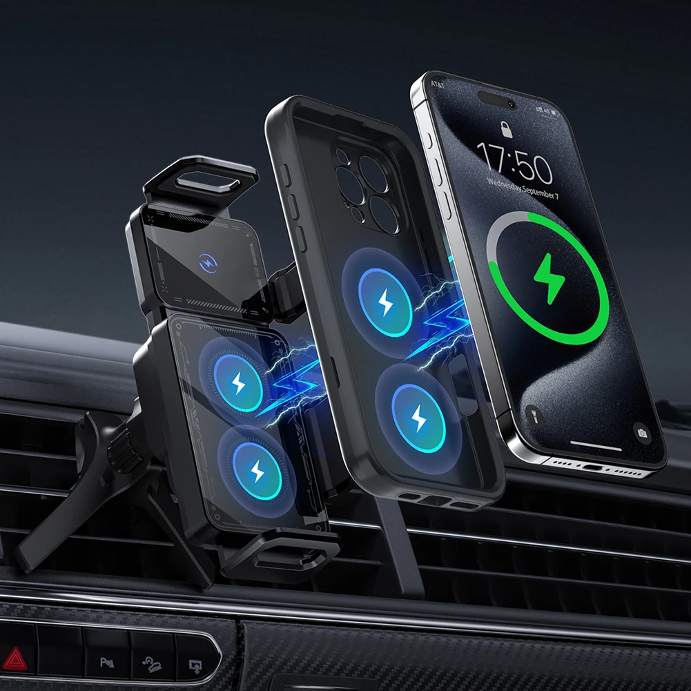 

Car Wireless Charger One-Touch Rotatable Car Vent Phone Mount Auto Rotating Phone Holder for Smartphone/Pad/Foldable Phone