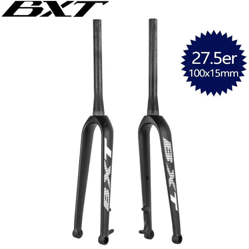 BXT Gravel Road Bike Fork, 700C Thru Axle skewer Gloss/Matte T800 Carbon Road Cycling Rigid Front Fork 27.5er Bicycle Fo