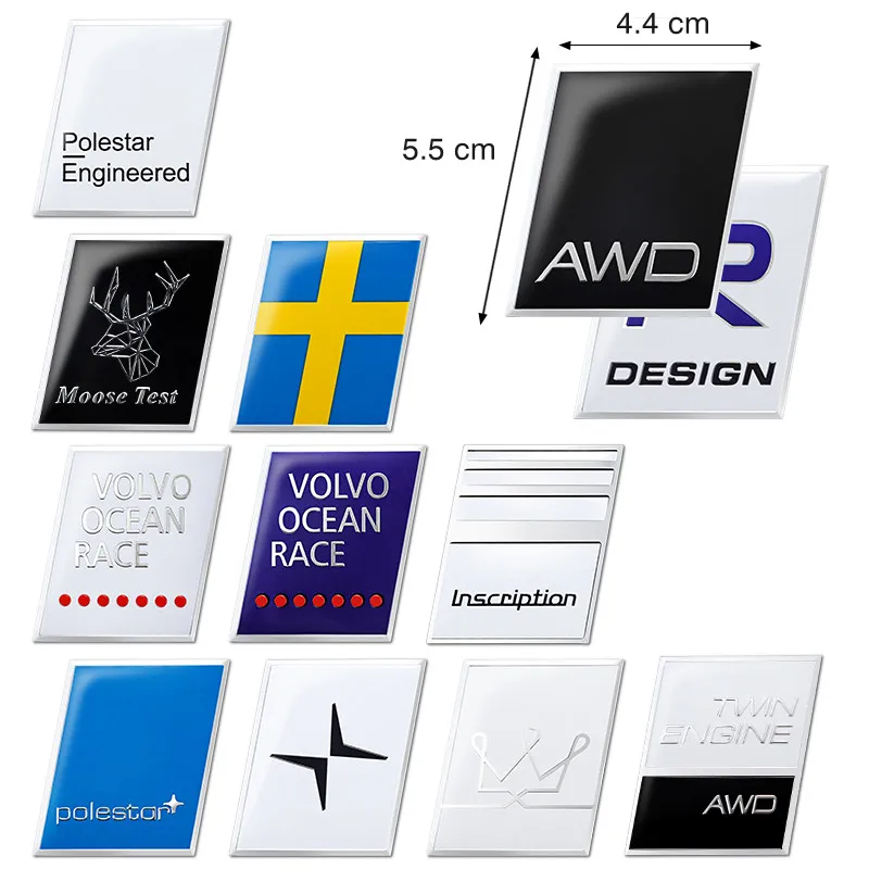 ثلاثية الأبعاد فولفو الألومنيوم شعار AWD شعار جسم السيارة الجذع ملصق لفولفو XC90 V90 V60 XC60 V40 EC40 EX40 S80 S60 S90 C40 XC40 V70 XC70