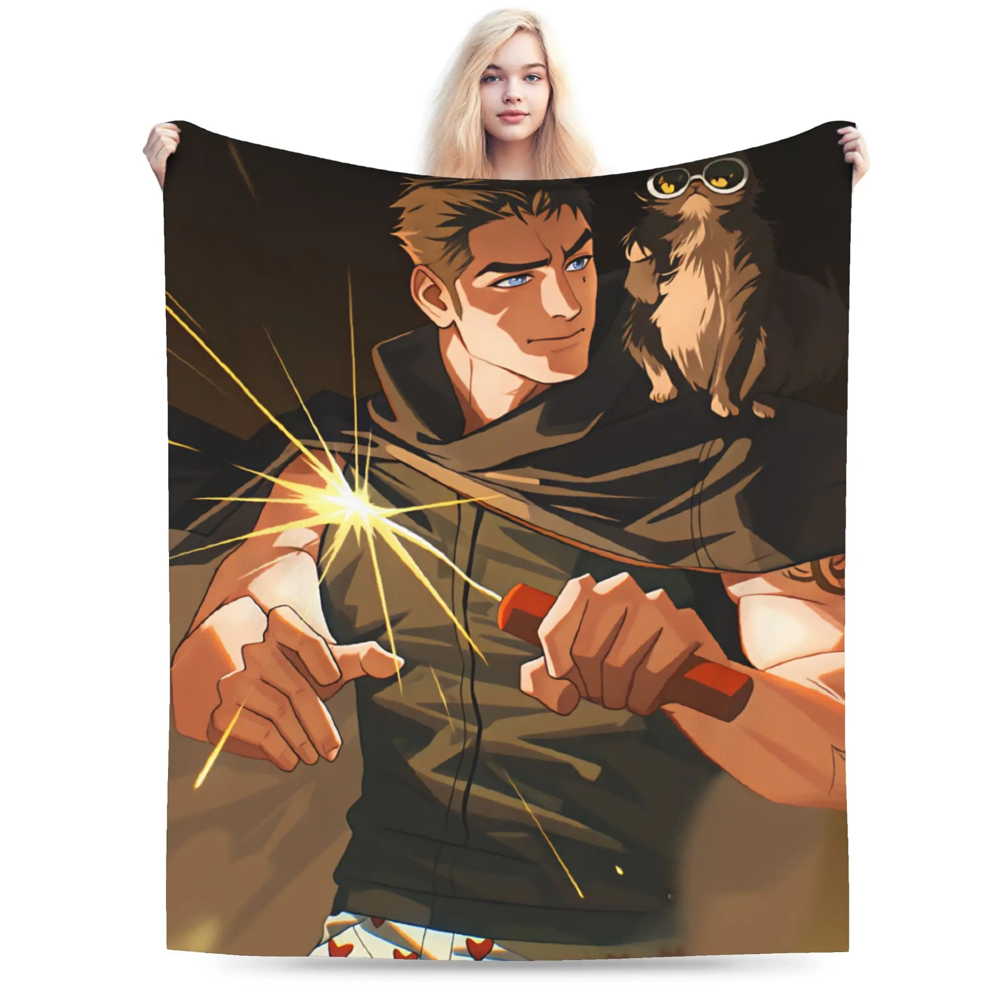 Carl Cat Flannel Blanket Winter  Warm Bedding Throws for Kids Couch Bed Street Trend Bedspread Sofa Bed Cover