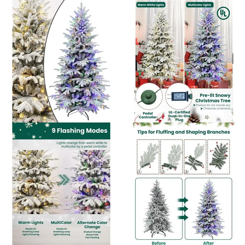 

Рождественская елка с предварительной подсветкой, 4 фута, со светодиодной подсветкой, ветками из стальной проволоки с эффектом памяти, складное основание, 739 смешанных наконечников из полиэтилена и ПВХ