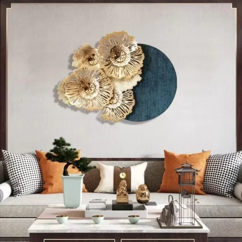 

A statement wall decoration with floral elements and a blue-green background, suitable for wall styling in the home or office