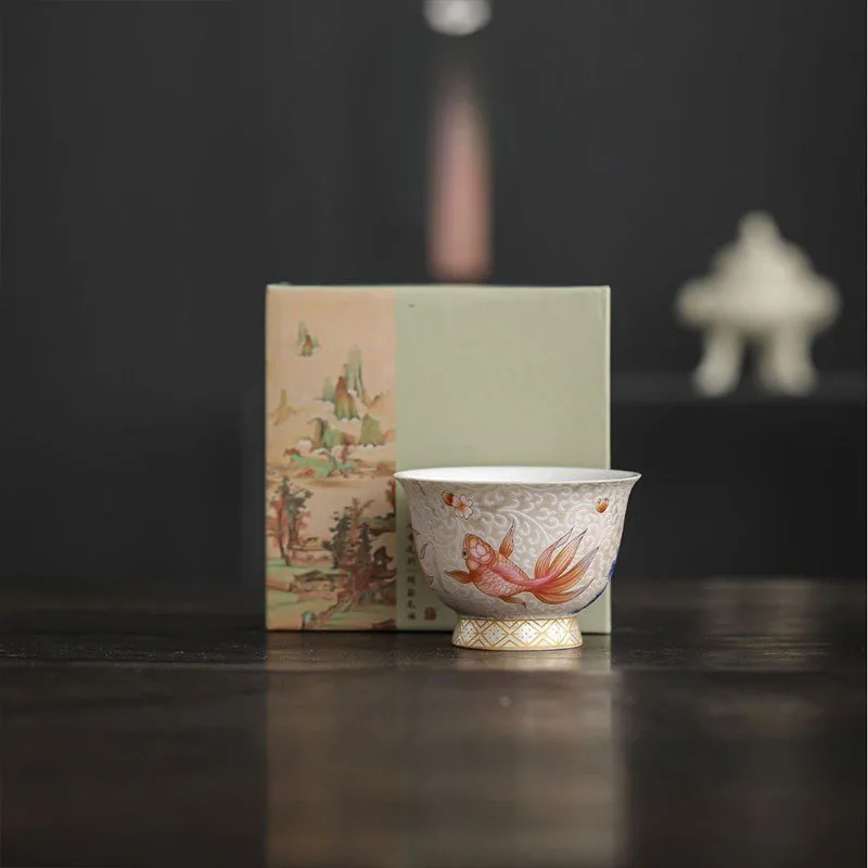 Enamel Master Cup Teacup Home Pinch Silk Silver Sample Tea Cup Kung Fu Tea Set Personal Cup Gift Box