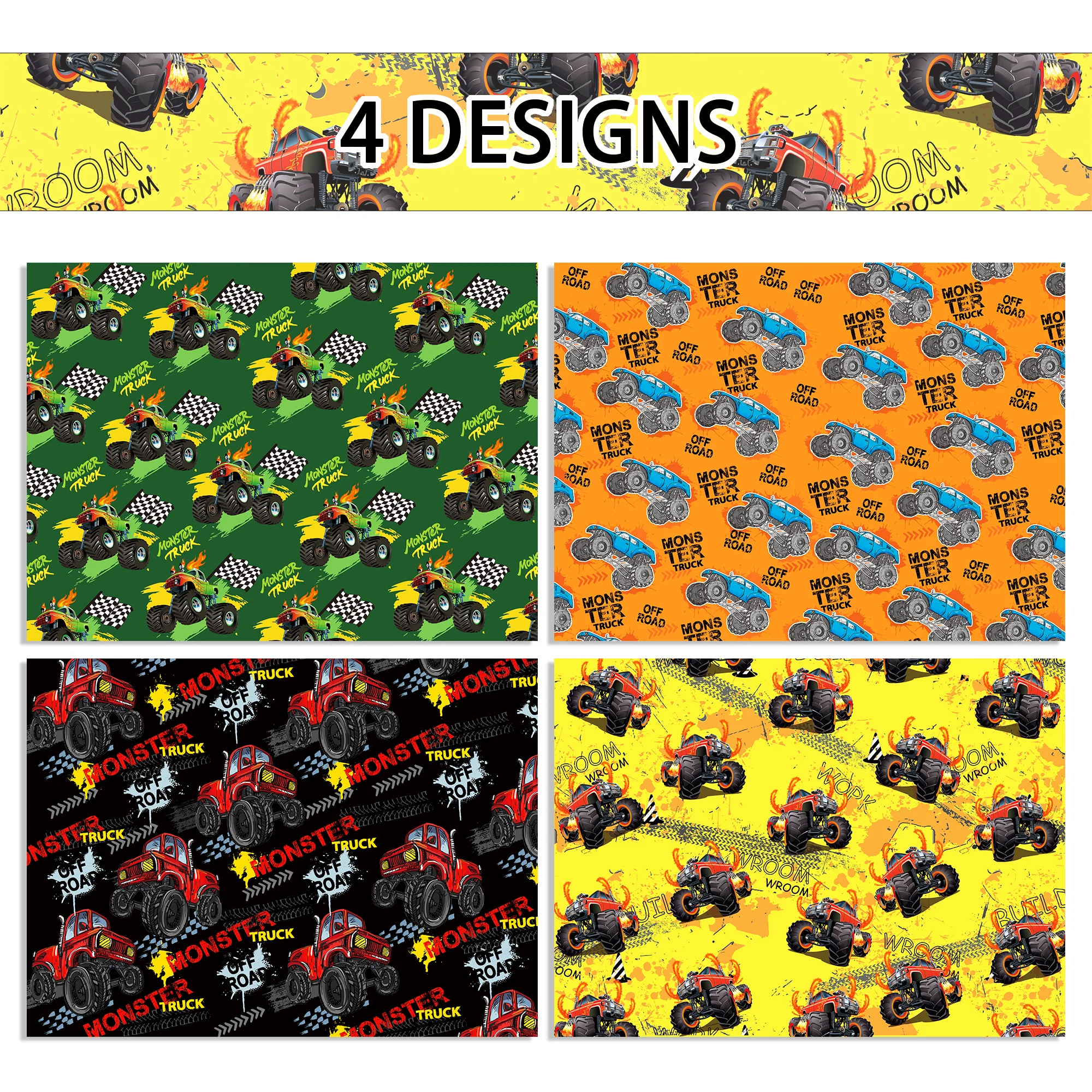 12 stücke Cartoon Monster Truck Geschenk Geschenk papier Geburtstag Wrapper Dekoration Baby party Party Handwerk präsentiert Packpapier – Detail 1