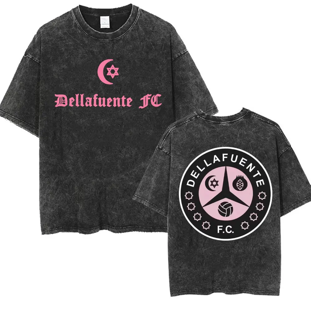 

Rapper Dellafuente 2025 Tour Vintage Washed T-shirt Men Women Summer Fashion Short Sleeve T Shirt Oversized 100% Cotton T Shirts