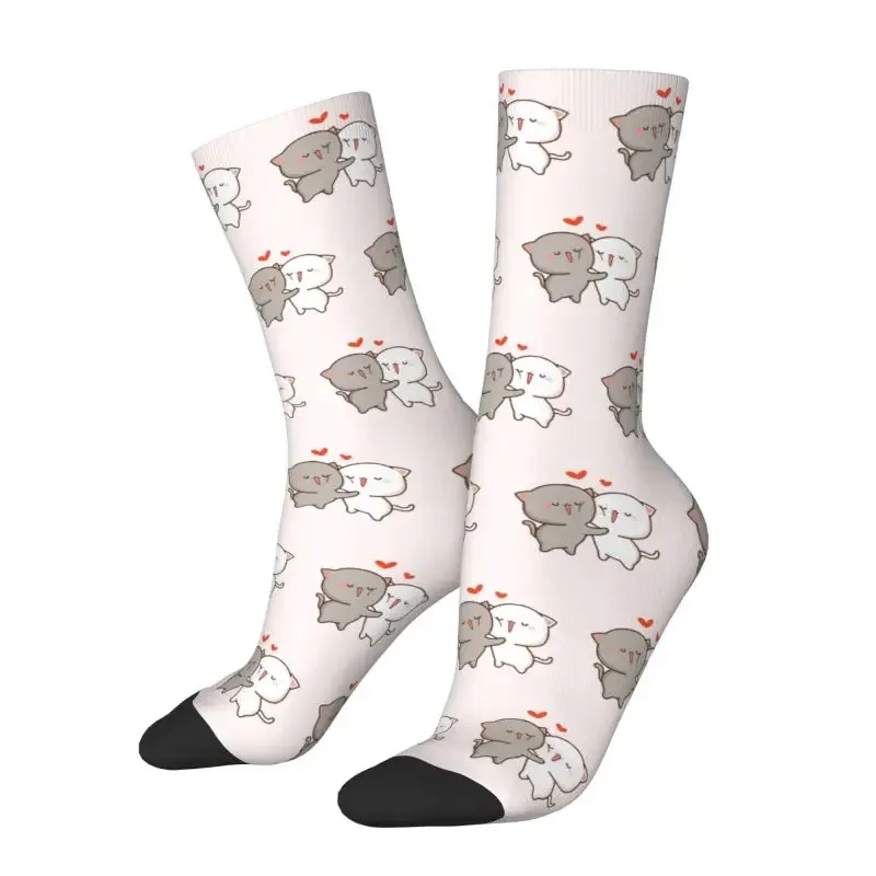 

Cute Mens Kawaii Mochi Cat Peach And Goma Hug Dress Sock Unisex Breathbale Breathable 3D Print Crew Socks