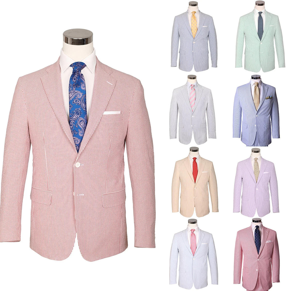 

Pinstripe Men's Blazer Notched Lapel Groom Wear Light Colour Tuxedos Jacket For Wedding Business Custom Made 2 Pcs Coat Pants