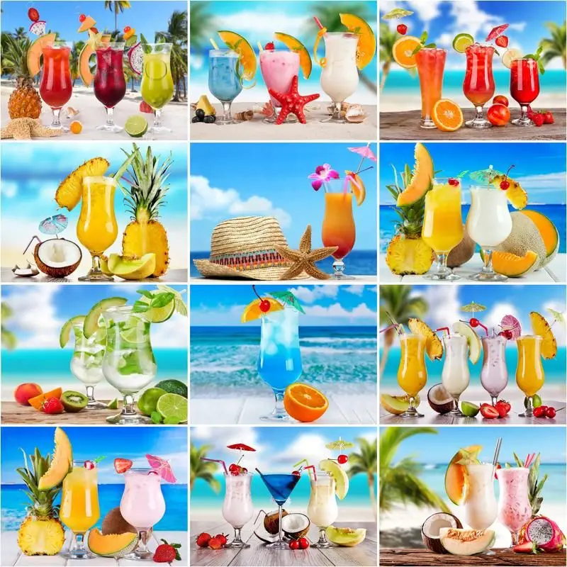 GATYZTORY Picture By Number Fruit Drink Diy Drawing Canvas Hand Painted Oil Painting By Numbers Summer Scenery Home Decoration