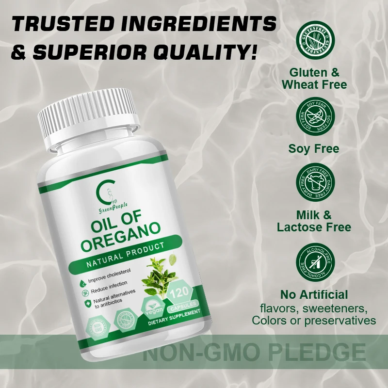 GPGP High Concentrated Oregano Oil Pills with Olive Leaf Extract For Immune & Kidney Health Anti inflammatory Relieve Bloating