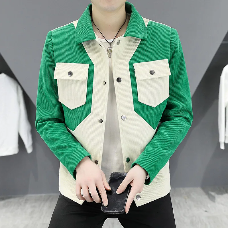 High Quality Spring Autumn Men's Casual Jackets Youth Fashion Streetwear Slim Fit Coats Covered Button Top Cotton Parka Clothing