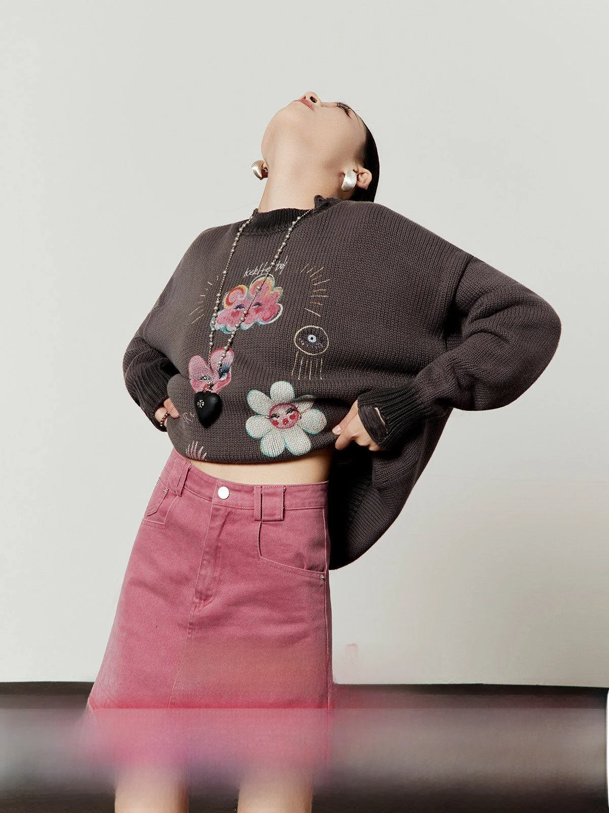 

Женский винтажный свитер с эффектом потертости, новый, модный, повседневный, свободного кроя, с длинными рукавами, укороченный