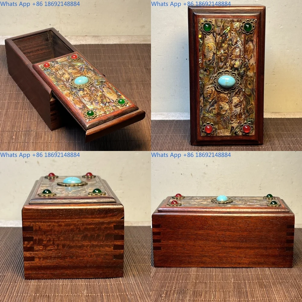 

Antique Style Rosewood Inlaid Shell Mother of Pearl Gem Pull Out Jewelry Box for 15x8x6 5cm