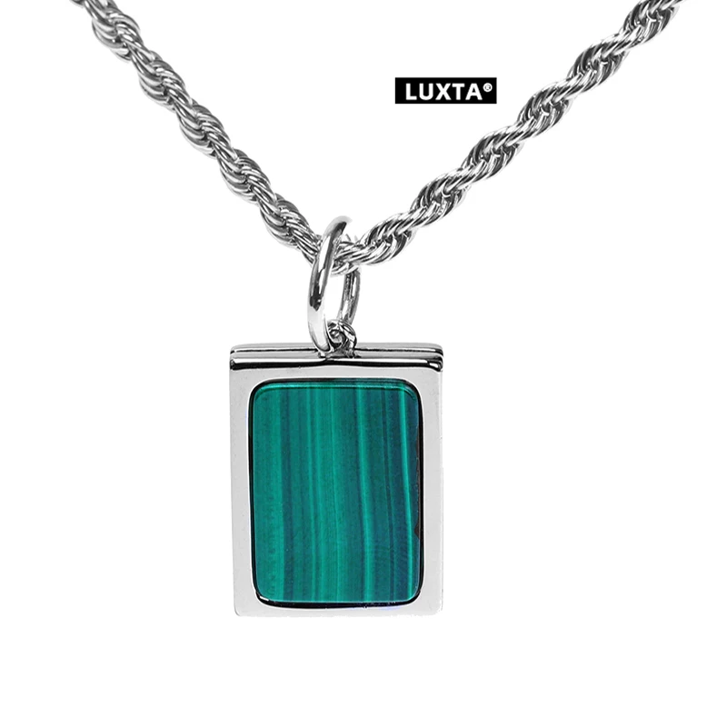 

Luxta Original S925 Silver Turquoise Necklace Unisex Double-Sided Wearable Hip Hop Pendant Trendy Jewelry for Men And Women