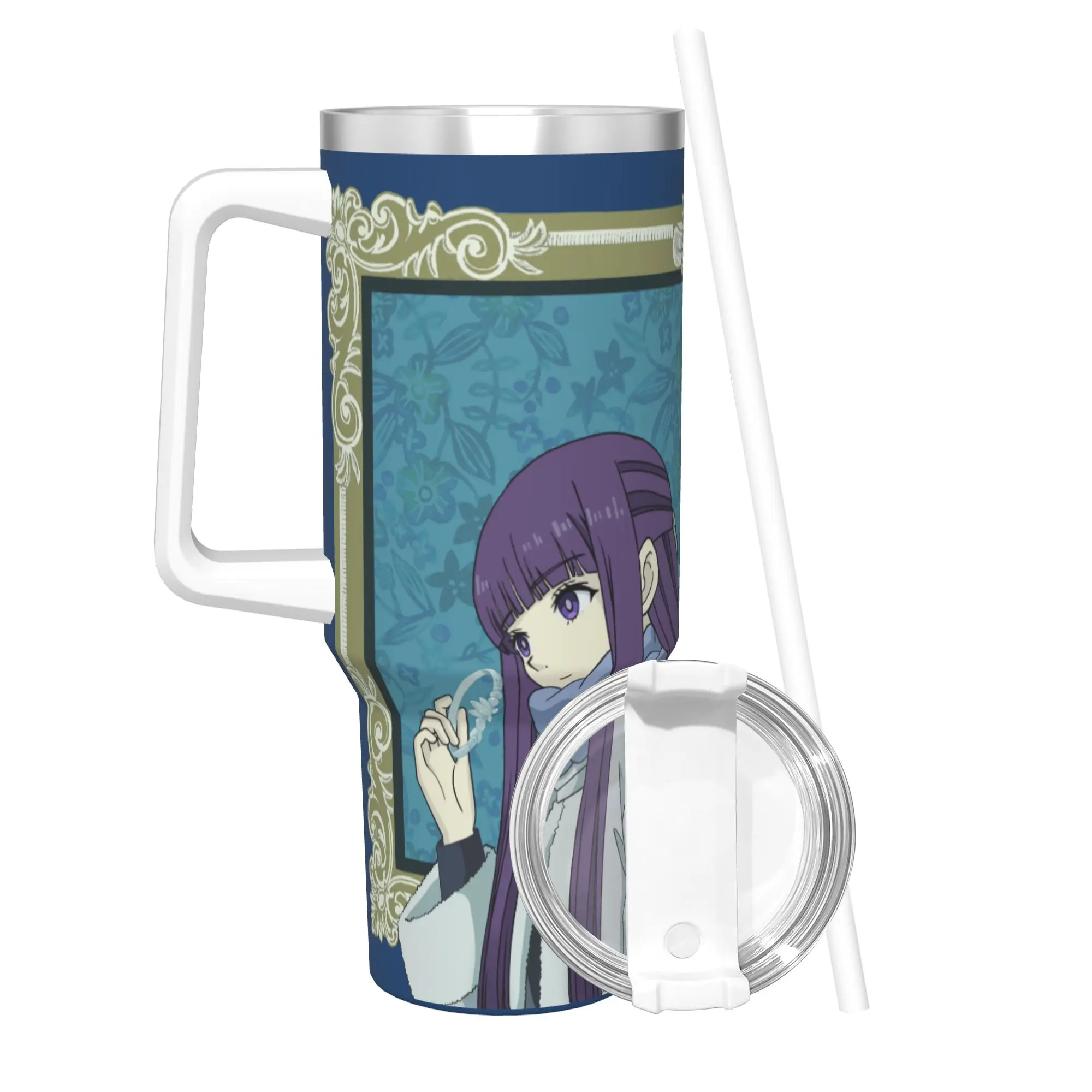 40OZ Stainless Steel Tumbler Frierens Beyond Journey's End Anime Thermal Mug  Leakproof Hot Drinks Car Mugs Camping Water Bottle