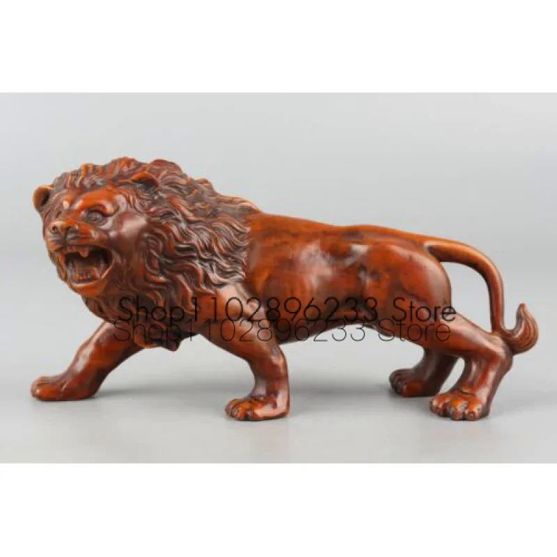 

Chinese Exquisite Hand-carved lion Carving Boxwood statue Art Gifts