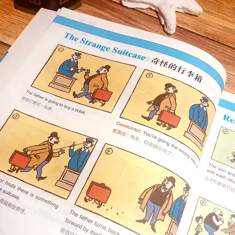 Pai e filho - Este é um engraçado em quadrinhos bilíngue (chinês e inglês).