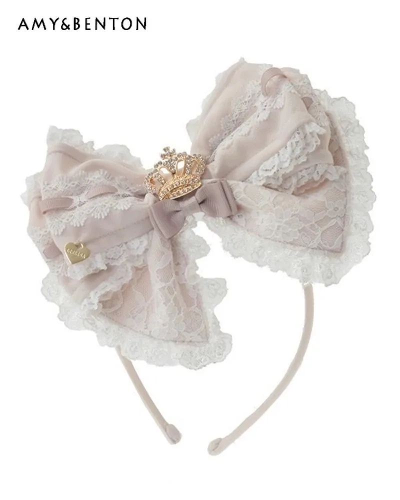 

Японская повязка для волос в стиле Лолита с большим бантом, универсальная, для создания образа феи и принцессы, для женщин