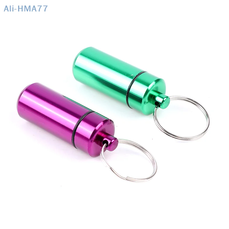 Keyring Tablets Medicine Container Pill Box Aluminium Key Chain Drug Holder