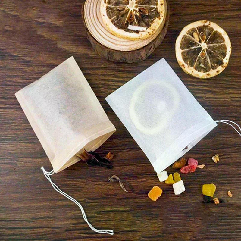 Tea Bag Filter Paper Bags Empty Drawstring Teabags for Herb Tea 100Pcs/Lot