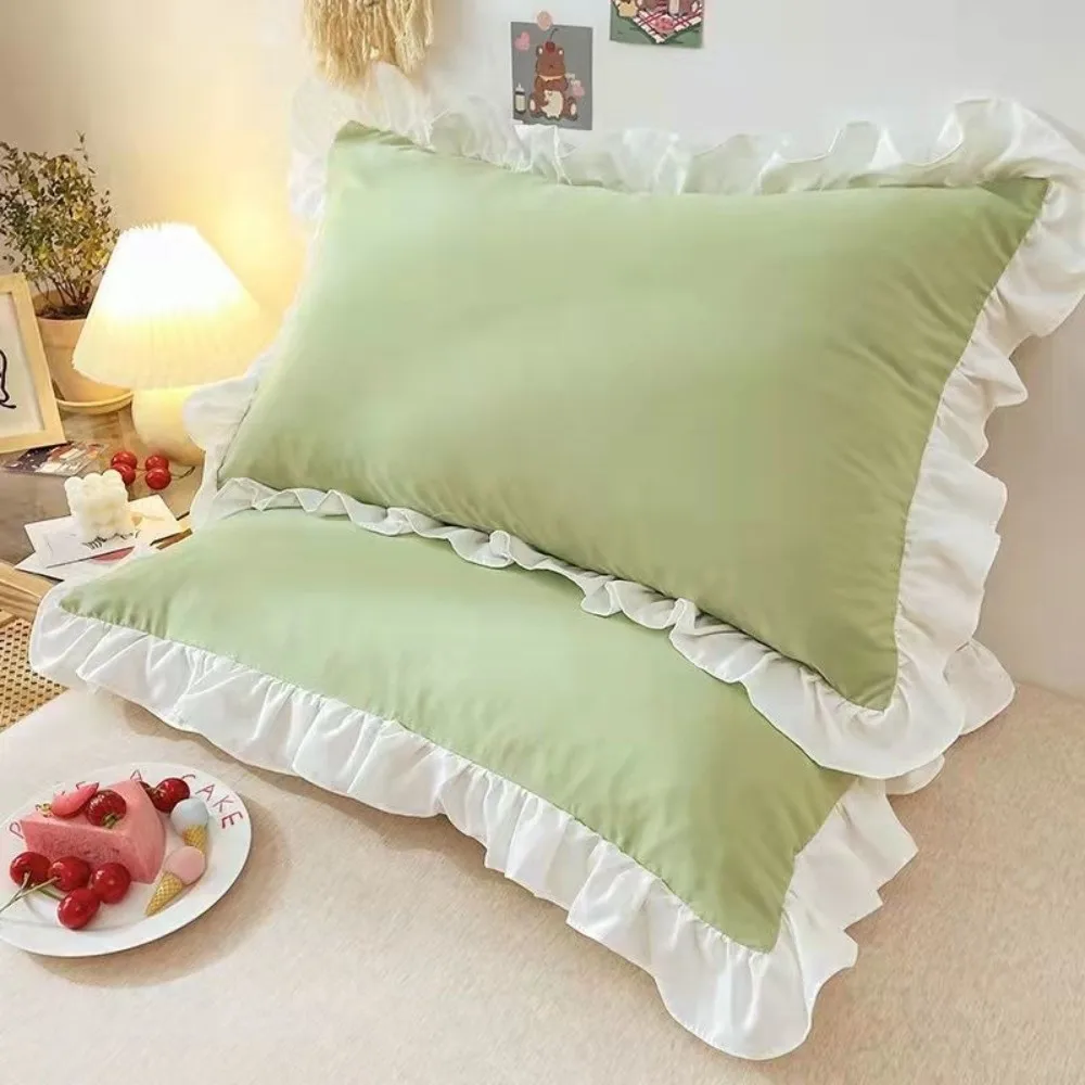 Princess Ruffles Pillow Cover Multiple Sizes Stain-resistant Pillowcase with Ruffles 1PC Korean-style Pillow Protector For Hotel