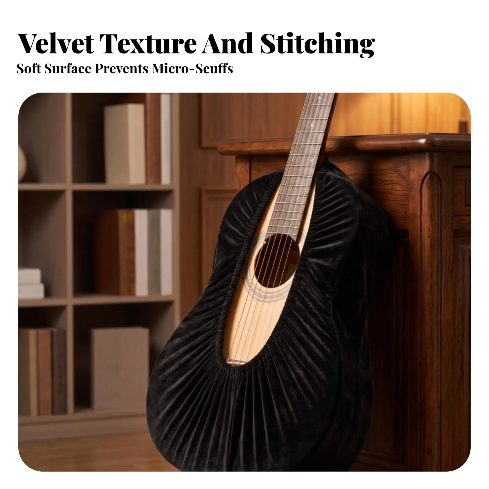 Breathable Black Guitar Cover for Acoustic Classical Guitar with Elastic Opening for Easy Access