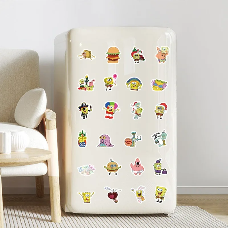 100PCS Cartoon Anime SpongeBob SquarePants Stickers Patrick Star Notebook Cup Guitar Suitcase Decoration Stickers Wholesale