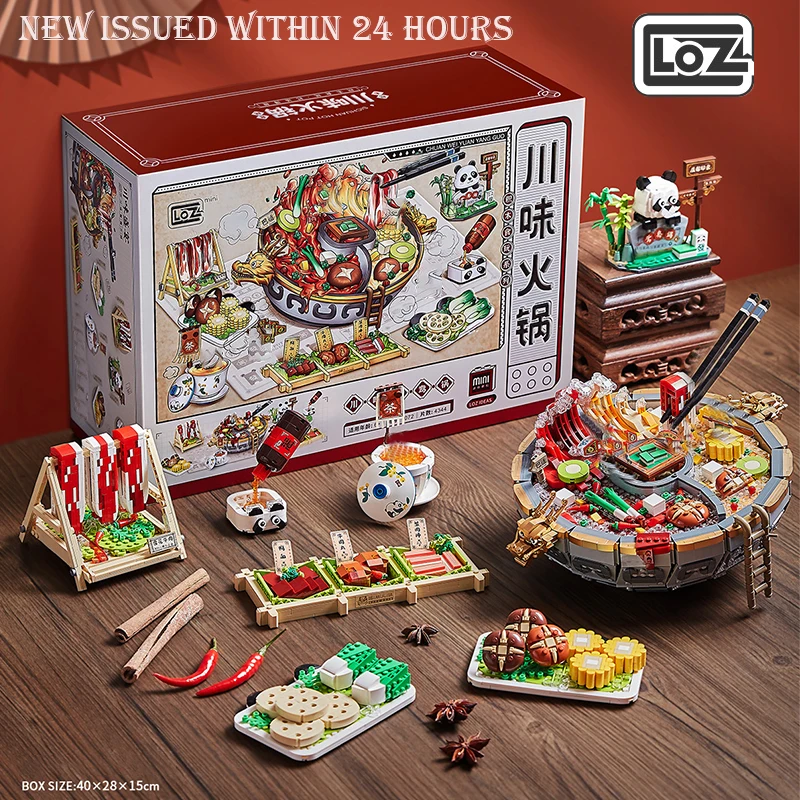 LOZ Sichuan Hot Pot Building Block SetsStyle Urban IDEAS Delicious Food Dim-Sum Bricks Creative DIY Educational Toys for Kid