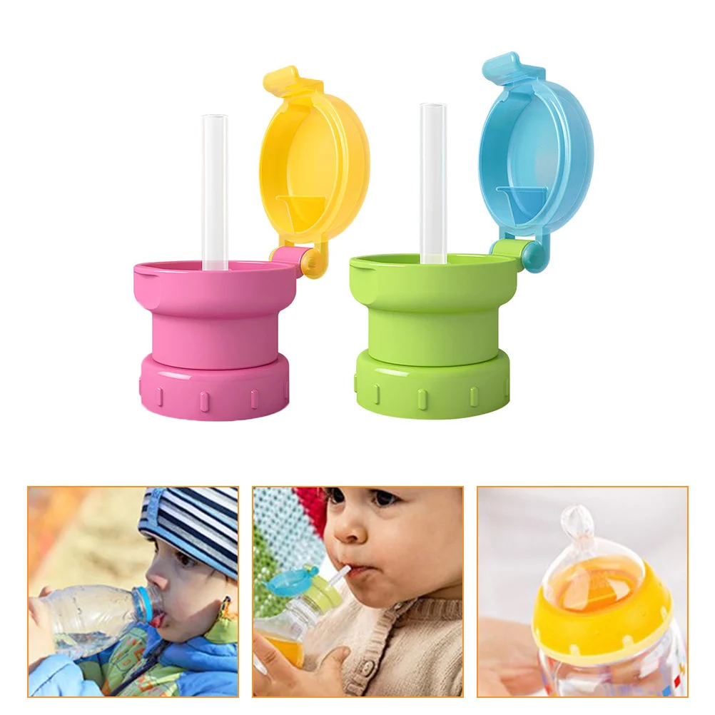 

2pcs Water Bottle Cap Straw Cover Portable Outdoor Silica Gel Spill Proof Juice Bottles With Caps Drink Bottle Straw Juice