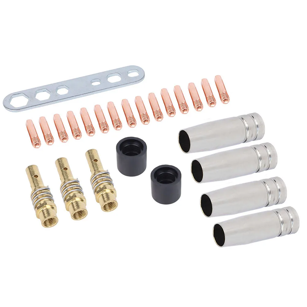 

Набор из 25 износостойких деталей для безгазовой сварки MIG. Сопла 15 M6 0 8 мм, совместимые с сварочными аппаратами AK15 и MB15.