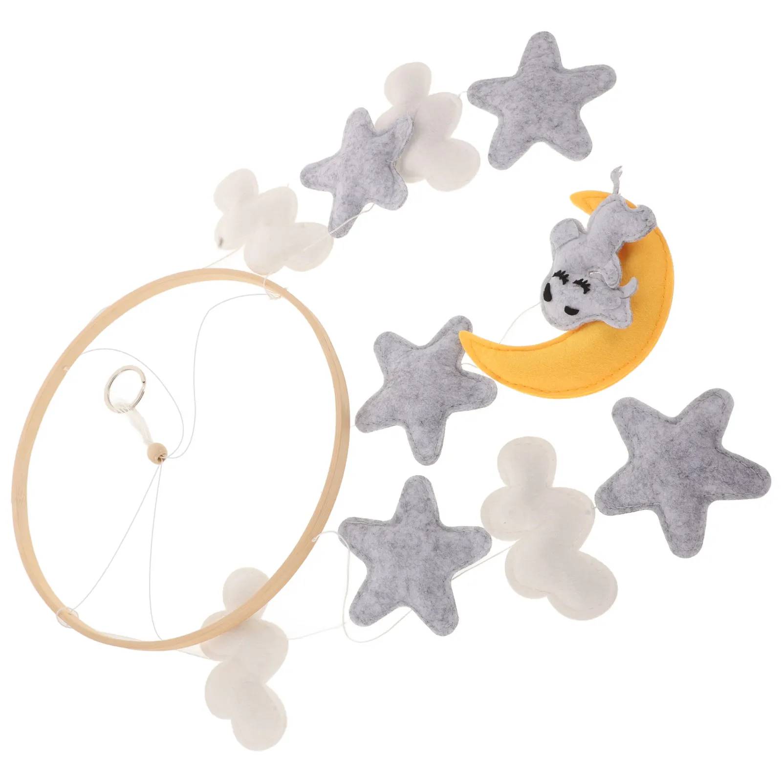 โมบายแขวนเปลเด็ก ลายช้าง ทำจากผ้าสักหลาด ตกแต่งห้องเด็ก ลายเมฆ คอนทราสต์สูง สำหรับเด็กเล็ก สไตล์มอนเตสซอรี่