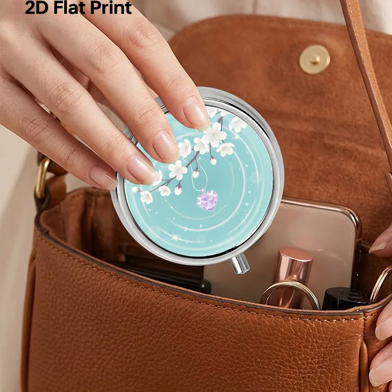 Portable Metal Box Organizer, 3-Compartment Travel Box, Suitable Handbags, Cute Retro Heart-Shaped Cherry Blossom Design, Small Daily Vitamin Storage Box, Compact Container, Pocket Box, Aesthetic Jewelry Box view 5