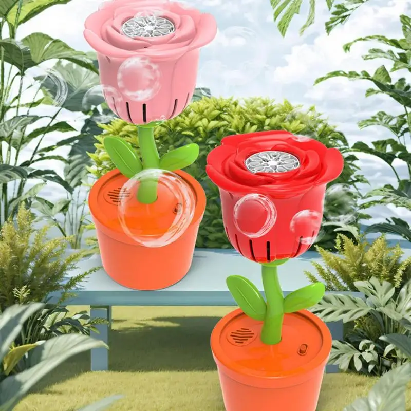 Máquina de burbujas de flores, fabricante de burbujas automático eléctrico, Pomperos, soplador de jabón de verano, juguetes al aire libre para niños y niñas, regalos