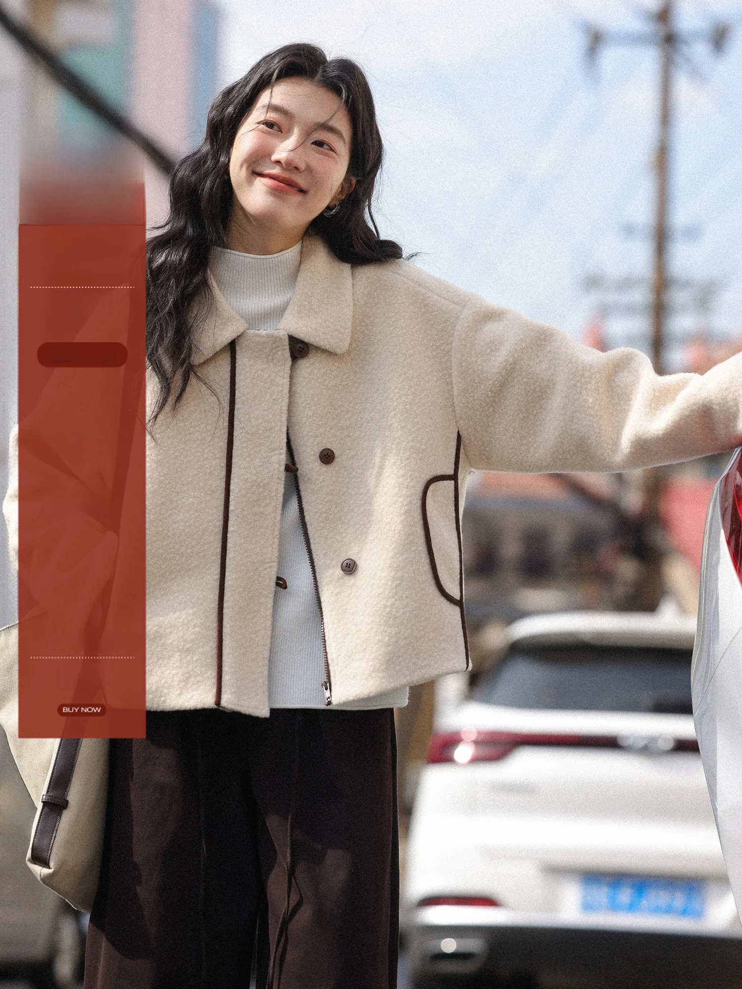 

Ladies' Thiened ort Collar Lamb Fur Jaet Warm Gentle Sle Korean Lazy Feel Winter Outerwear Mixd Brand