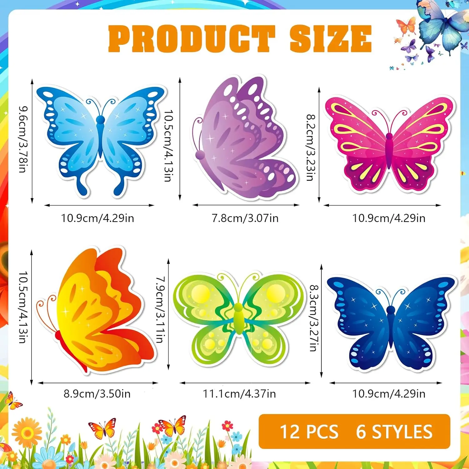 12Pcs Butterfly Screen Door Magnets, 6 Styles Flexible Magnetic Stickers, Pet Safety Decor for Sliding Screen Door & Fridge
