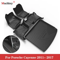 Rubber Car Floor Mats Trunk Mat For Porsche Cayenne 2011-2017 Waterproof Non-Slip Fully Surrounded Floor Refit Car Accessories