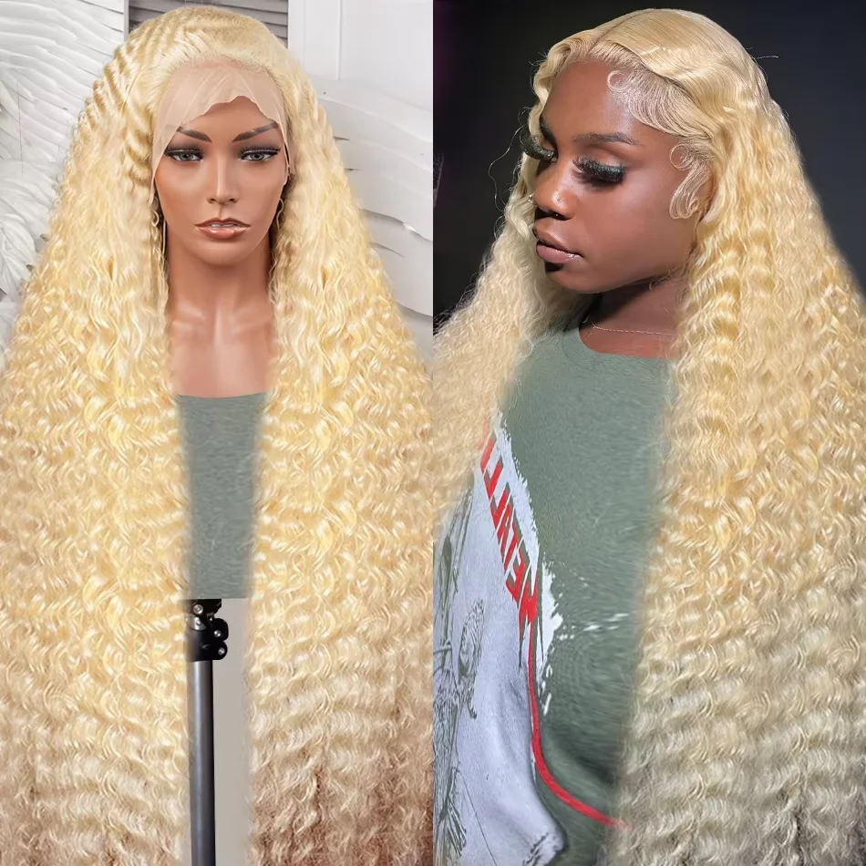 

613 Honey Blonde Color 13x6 Lace Frontal Wig Water Curly Transparent Brazilian Remy 13x4 Loose Deep Wave Front Human Hair Wig