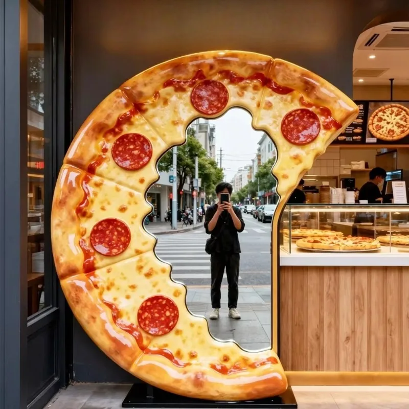 Pizza sculpture food display stand shop entrance for bakery cafe restaurant photo