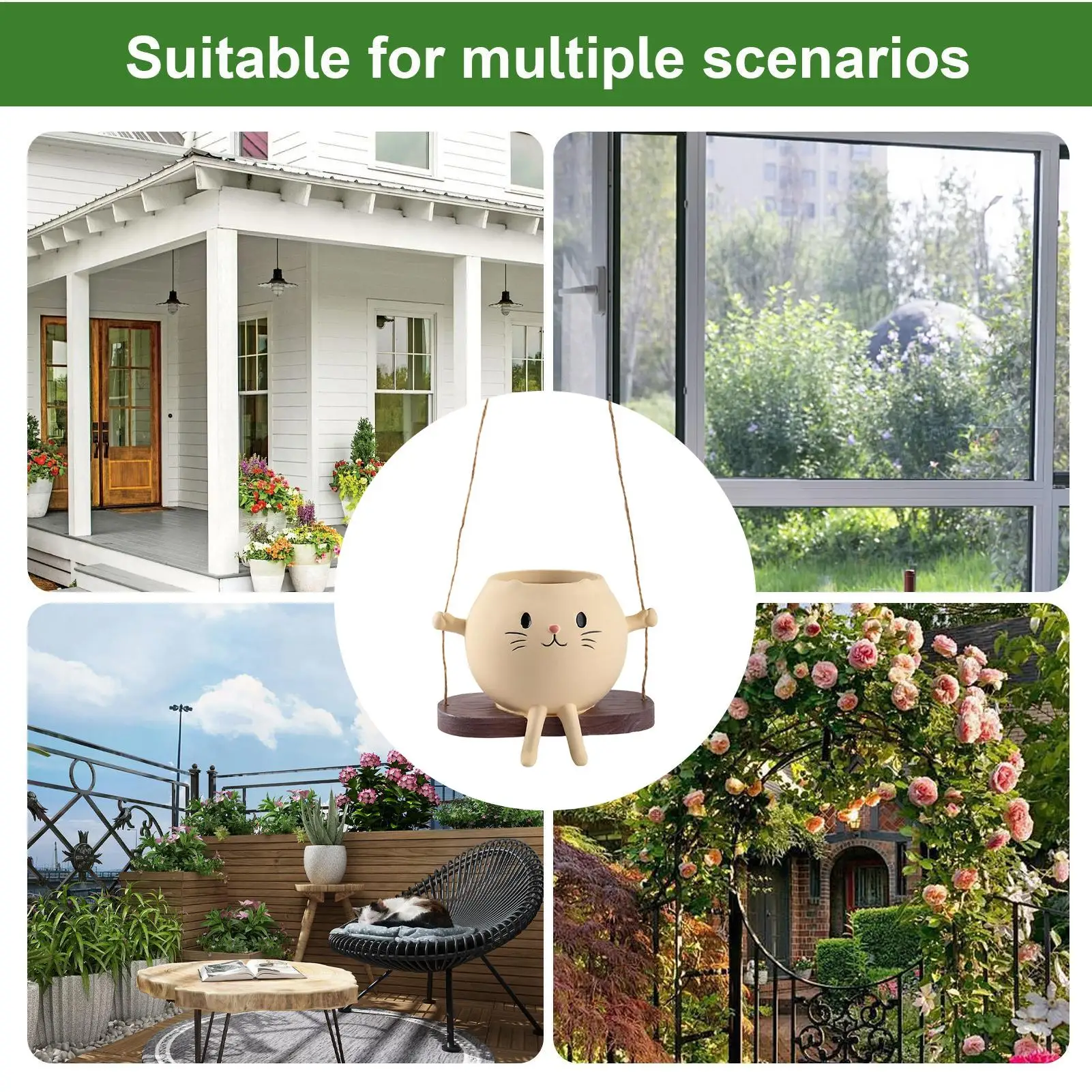 

Cute Plant Pots Cute Cat Swing Resin Indoor Flower Pots Decorative Plant Planter For Indoor Outdoor Living Room Patio Balcony