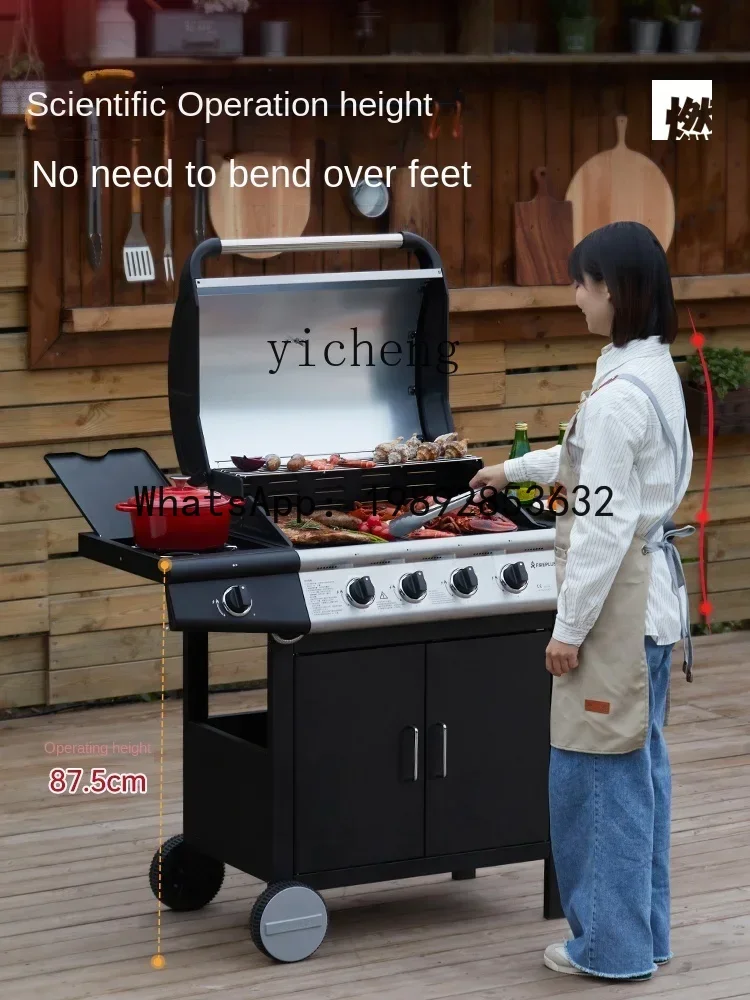 S1  Barbecue Grill Large American Barbecue Stainless Steel Courtyard Villa Commercial Liquefied Gas Barbecue Grill