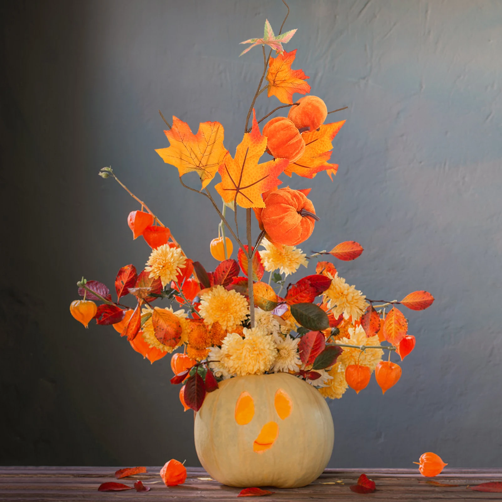 

Artificial Pumpkin Decorations H crafted Fall Berry Branches for Vase Home Festive Layout Stems Realistic Texture DIYPumpkin