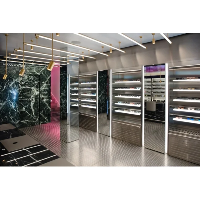 custom.Supplier Modern Luxury Optical Shop Display Cabinets with LED Lit Easy Assembly ISO9001 Certified 6-Shelf